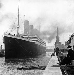 Titanic at the docks in Southampton