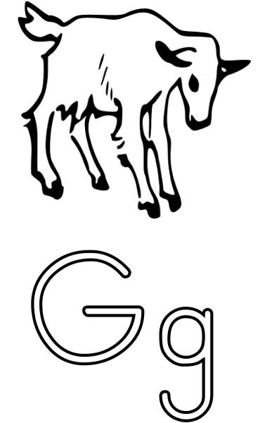This coloring page for kids features the letter G and a goat.