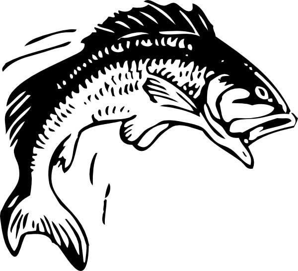 This coloring page for kids features a fish with its mouth wide open as it jumps out of the water.