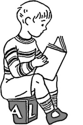 Have fun coloring in this simple picture that features a boy reading a book.
