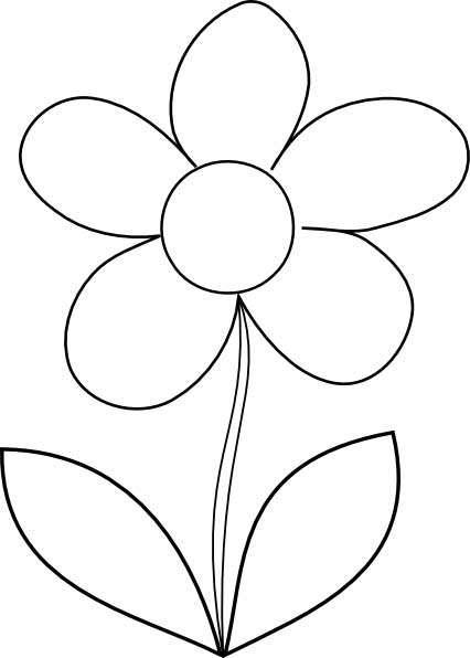 This coloring page for kids features the outline of a simple flower