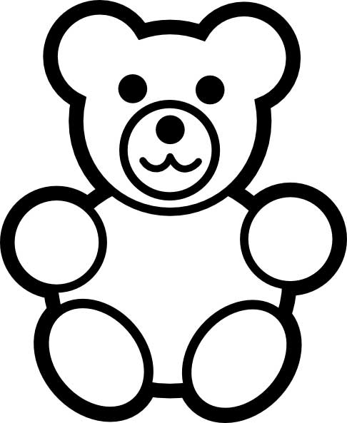 This coloring page for kids features a cute teddy bear.