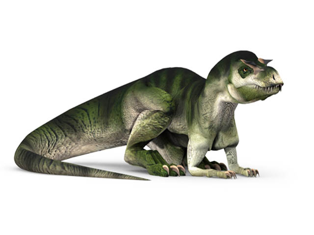 This CGI drawing shows the possible appearance of Albertosaurus, a dinosaur from the late Cretaceous Period. Albertosaurus was a predator that moved on two legs, living in an area that now makes up western North America. While smaller than other Tyrannosaurids such as the well known Tyrannosaurus rex, Albertosaurus still grew to a length of up to 9 metres (30 feet) and a weight of around 1.4 tons.