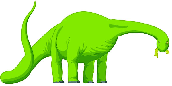 This clip art picture shows an Apatosaurus (also known as Brontosaurus) eating. The Apatoaurus was a herbivore (plant eater) that lived in the Jurassic Period, around 150 million years ago.