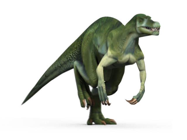 This CGI drawing shows the possible appearance of Suchomimus, a large Theropod dinosaur from the early Cretaceous Period (around 112 million years ago). Suchomimus had a large mouth like that of a crocodile that featured around 100 teeth. Scientists believe that Suchomimus may have grown to around 12 metres (40 feet) in length.