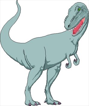 This clip art picture is of a Tyrannosaurus rex. The T-Rex was a large, carnivorous (meat eating) dinosaur from the late Cretaceous Period (around 66 million years ago).