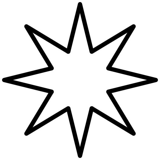 This picture is of an 8 point star with a black outline.