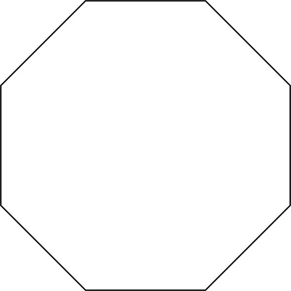 This picture shows a simple outline of an octagon, a shape featuring eight sides.