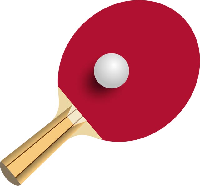 This clip art image is of a table tennis bat and ball.