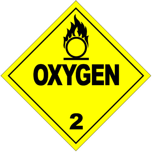 This hazardous materials sign is to warn of potentially dangerous oxygen in the area.