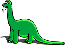 This clip art picture features a cute looking cartoon dinosaur. It is eating a plant and from its shape and design it appears to be a Sauropod dinosaur such as a Diplodocus or Brachiosaurus.