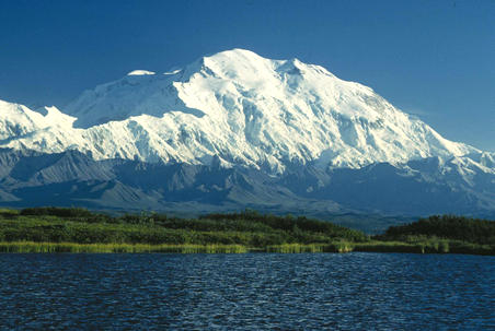 This is a photo of Mt McKinley. Found in Alaska, it is the tallest mountain in the USA and North America, standing at a height of 6194 metres (20320 feet) above sea level.