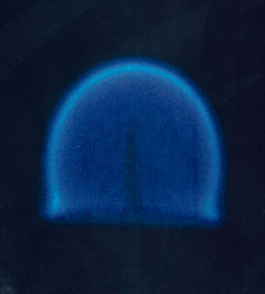 This photo shows a candle flame in microgravity.