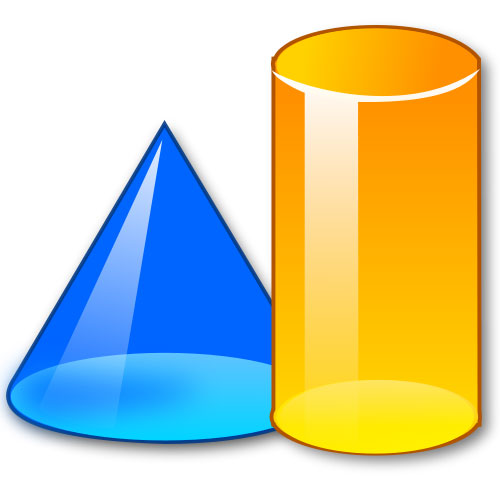 A colorful picture of two partially clear 3D shapes.