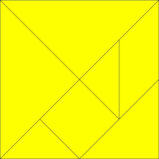This picture is of a tangram puzzle. Tangram puzzles feature 7 pieces which can be put together to form a variety of shapes. It was invented in China before making its way to Europe and the rest of the world. Including the shape below it is possible to make 13 different convex shapes using tangram pieces.
