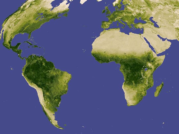 This picture helps show global vegetation levels. Looking at the image it is clear to see that some areas are rich in vegetation while others are not. Vegetation levels are vital for humans living around the world, satellites monitor the amount of vegetation which helps scientists understand the effect that natural processes such as droughts have.