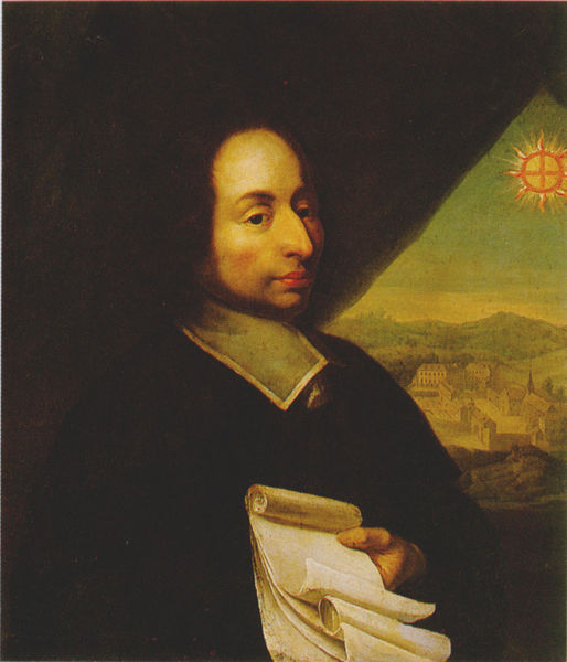 This image is of French physicist Blaise Pascal. He developed work on natural and applied sciences as well being a skilled mathematician and religious philosopher.