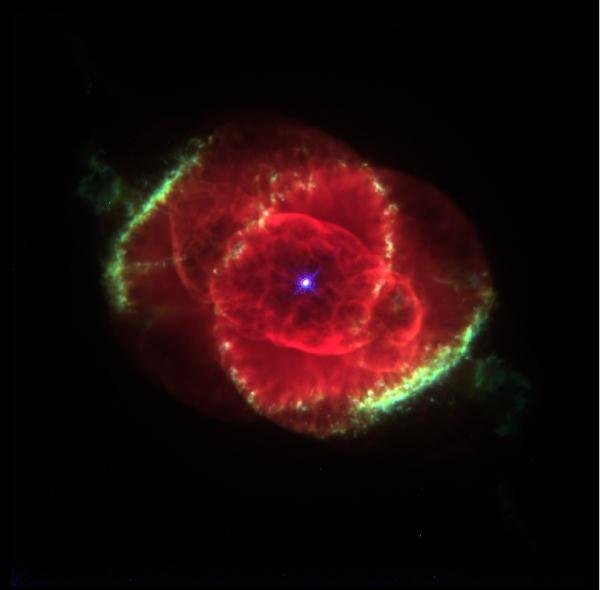 A stunning photo taken by the Hubble Space Telescope of the Cat's Eye Nebula.