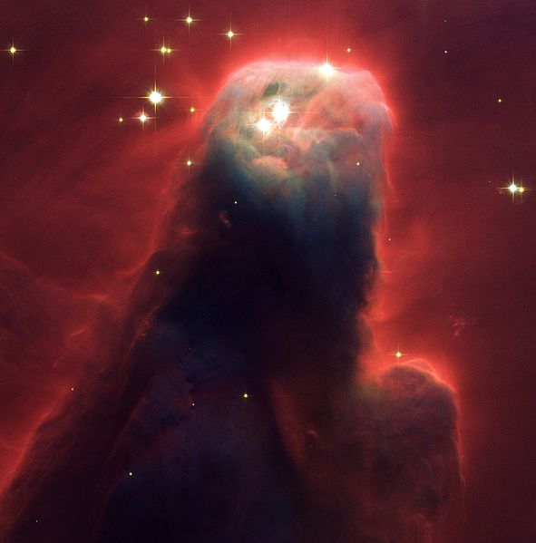 A photo taken of the Cone Nebula by the Hubble Space Telescope.