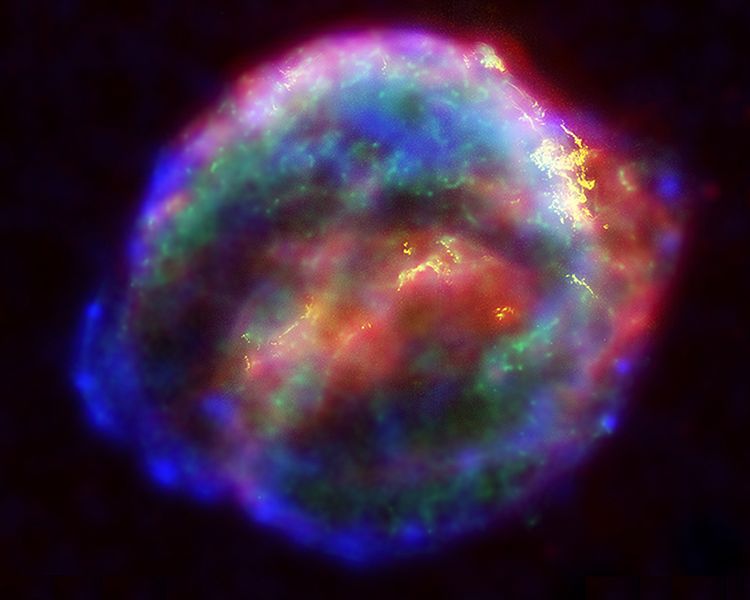 A photo of a distant supernova taken by the Hubble Space Telescope.