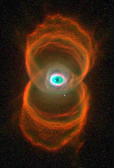 A spectacular photo taken by the Hubble Space Telescope of a young planetary nebula.